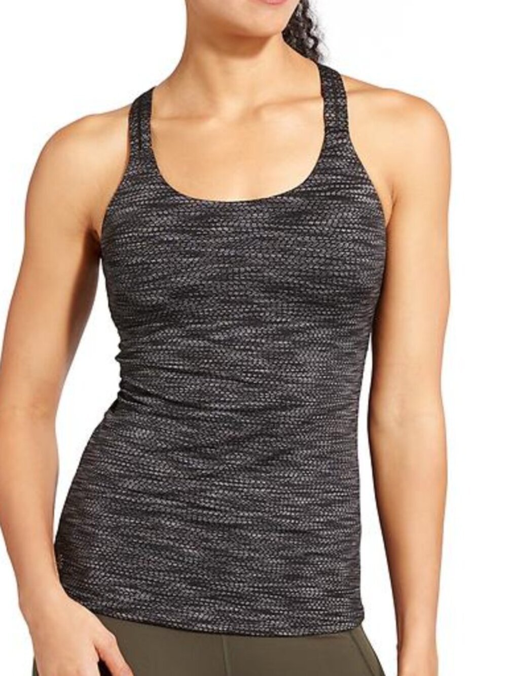 Athleta Jacquard Optimism Tank Black Seamless Racerback Yoga Top Size Medium